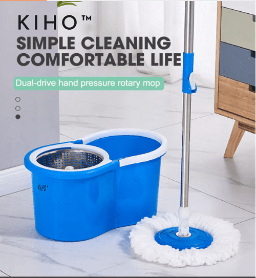 KIHO™ Easy Spin Magic Mop With Steel Bucket